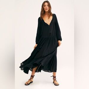 NWT Free People black Never Forget Midi Dress